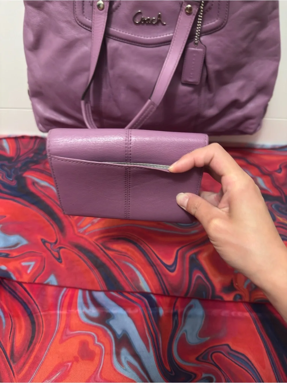 Vintage Y2K Coach Ashley Lavender Leather Satchel & Matching Wallet Bundle Set